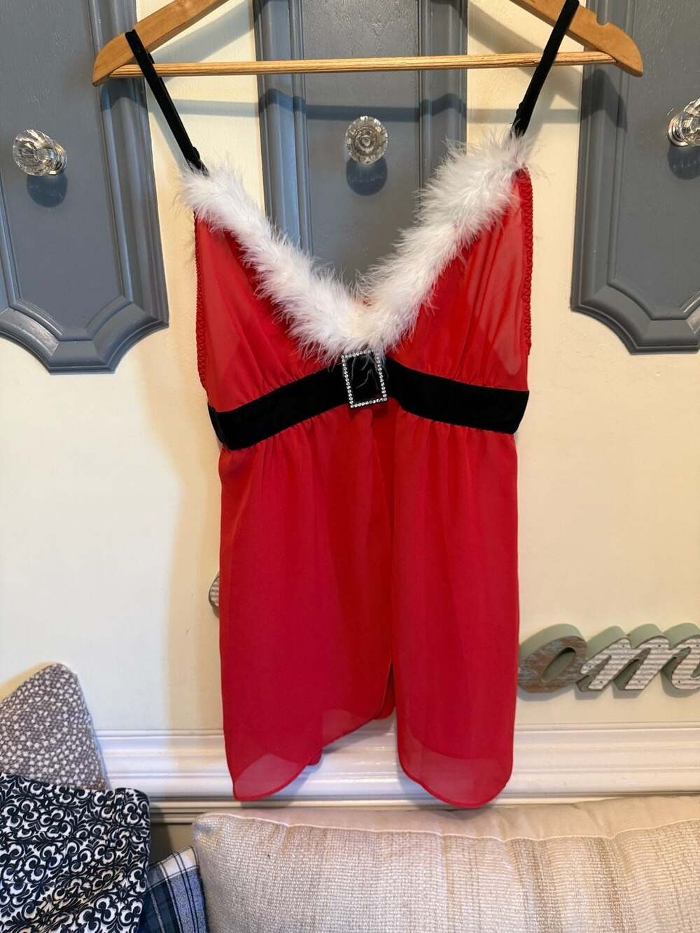 Secret Treasures Santa Babydoll Lingerie Size Medium Red Christmas